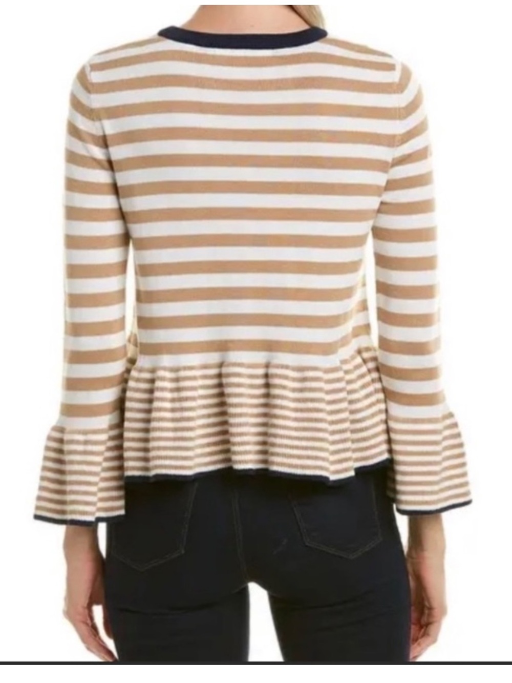 Anthro English Factory Striped Peplum Sweater - Picture 2 of 6